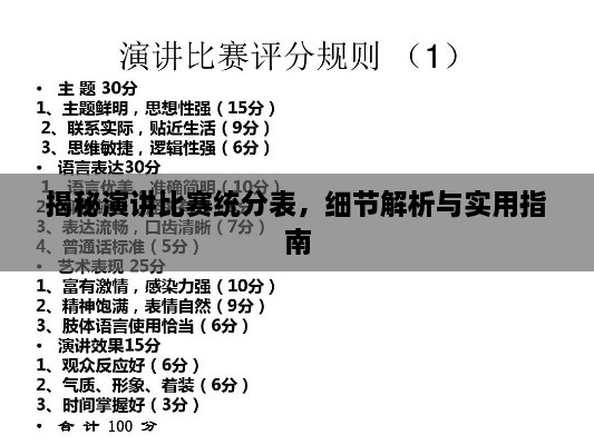揭秘演講比賽統(tǒng)分表，細(xì)節(jié)解析與實(shí)用指南
