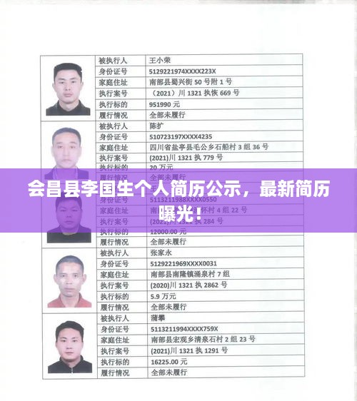 會(huì)昌縣李國(guó)生個(gè)人簡(jiǎn)歷公示，最新簡(jiǎn)歷曝光！