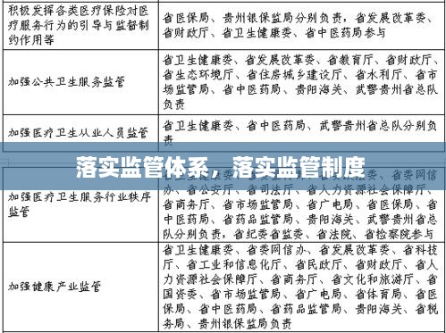 落實監(jiān)管體系，落實監(jiān)管制度 