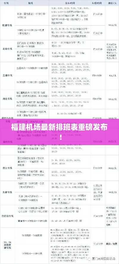 福建機場最新排班表重磅發(fā)布！