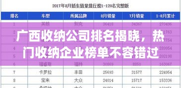 廣西收納公司排名揭曉，熱門收納企業(yè)榜單不容錯(cuò)過！