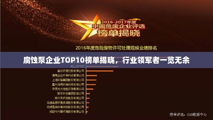 腐蝕泵企業(yè)TOP10榜單揭曉，行業(yè)領(lǐng)軍者一覽無(wú)余