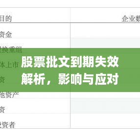 股票批文到期失效解析，影響與應(yīng)對(duì)策略