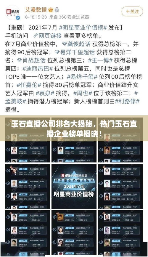 玉石直播公司排名大揭秘，熱門玉石直播企業(yè)榜單揭曉！