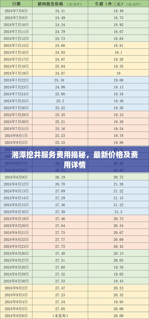 湘潭挖井服務(wù)費(fèi)用揭秘，最新價(jià)格及費(fèi)用詳情
