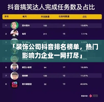 「裝飾公司抖音排名榜單，熱門影響力企業(yè)一網(wǎng)打盡」