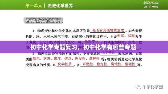 初中化學專題復習，初中化學有哪些專題 